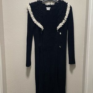 Felicity Black and White Cardigan With Detachable Colar